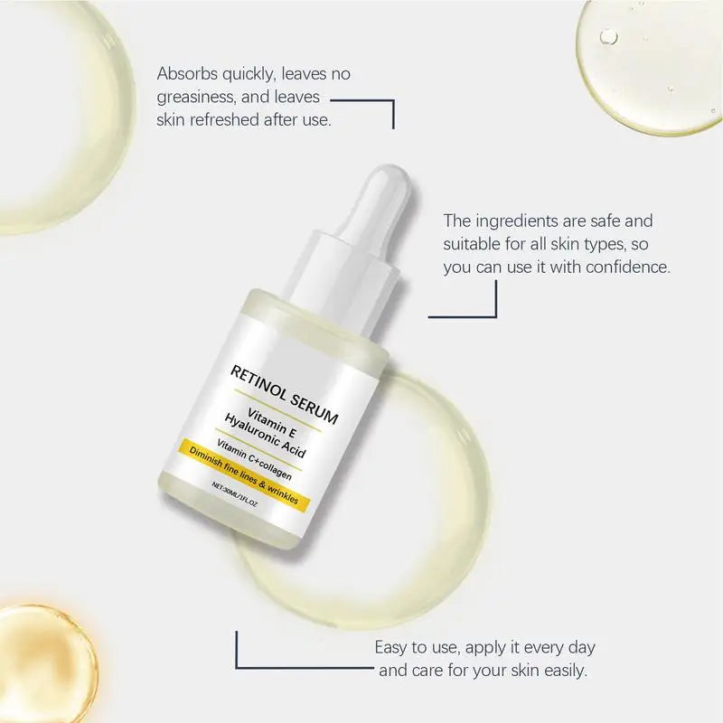 Sérum Facial com Retinol & Ácido Hialurônico – Rejuvenescedor e Firmador