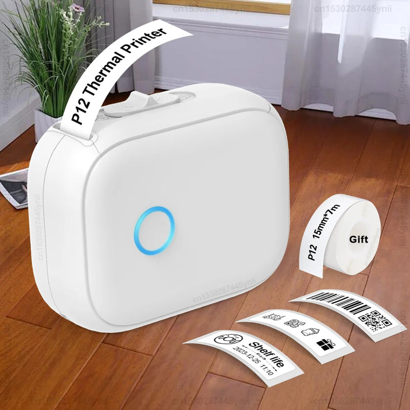 P12 Thermal Label Printer Similar as D11 D110 D101 Marklife P12 Mini Label Maker Handheld Label Machine with Adhesive Label Tape
