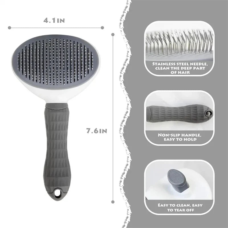 Escova Removedora de Pelos para Pets com Autolimpeza – A Solução Perfeita para Gatos e Cães