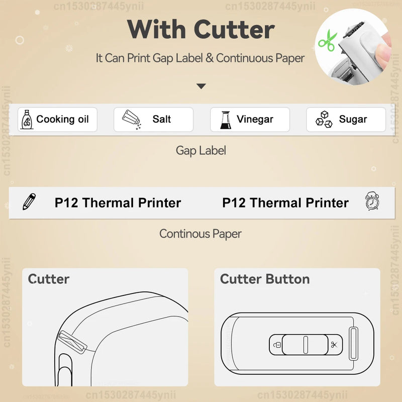 P12 Thermal Label Printer Similar as D11 D110 D101 Marklife P12 Mini Label Maker Handheld Label Machine with Adhesive Label Tape