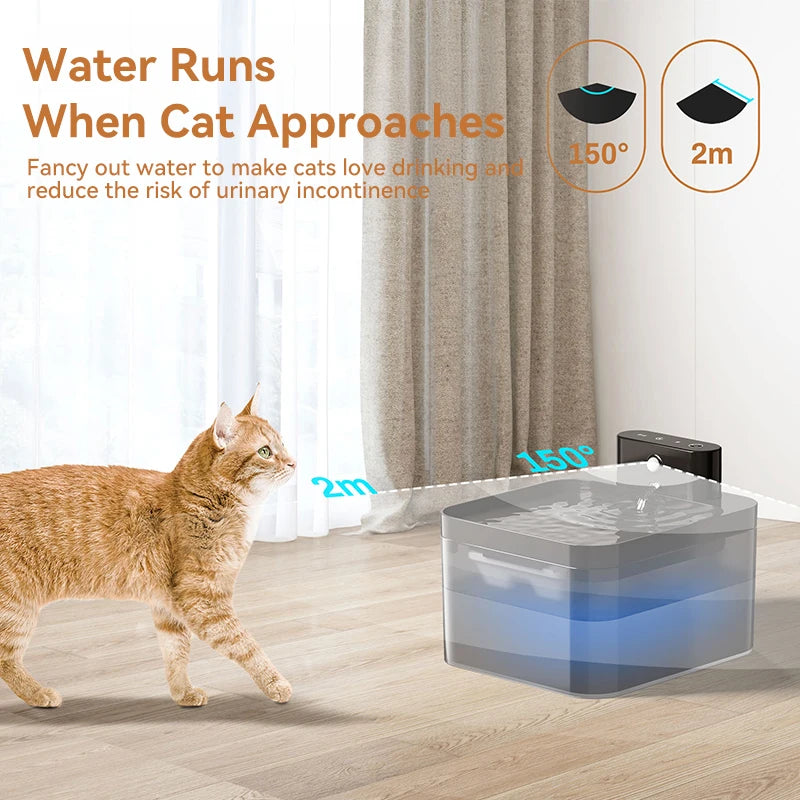 ROJECO Fonte de Água Automática para Gatos Sem Fio – 2600mAh com Sensor Infravermelho