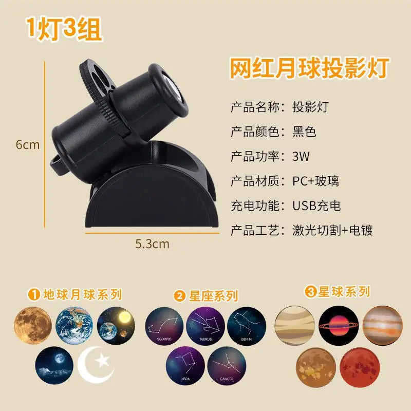 Earth Moon Light Ins Moon Projector Light Starry Sky Projector Rotate Planetarium Lamp Wall Lights room decor led Night Light