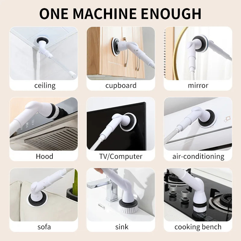 Xiaomi MIJIA 2000mAh 6-in-1 Electric Cleaning BrushWireless Electric Rotary Clean Brush Shower Clean Brush Kitchen Bathroom Home