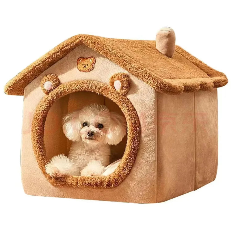 Casinha Quente para Gato e Cão para Todas as Estações – Cama Macia e Lavável com Almofada Removível para Pets Pequenos e Médios